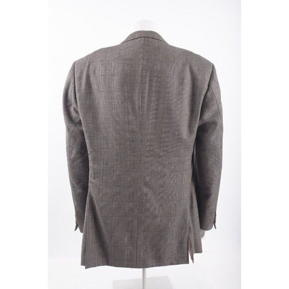 Armani Collezioni Mens Suit Jacket Sport Coat 44L Gray Black Plaid Wool Silk NWT - Picture 5 of 7